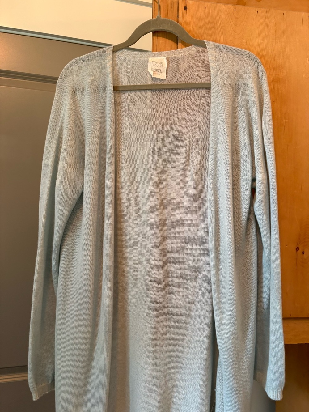 Light Blue Open-Front Women's Cashmere Cardigan Sweater